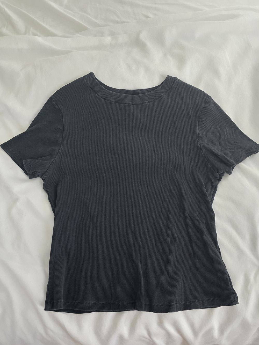 SKIMS Black Ribbed Short-Sleeve Crew Tee